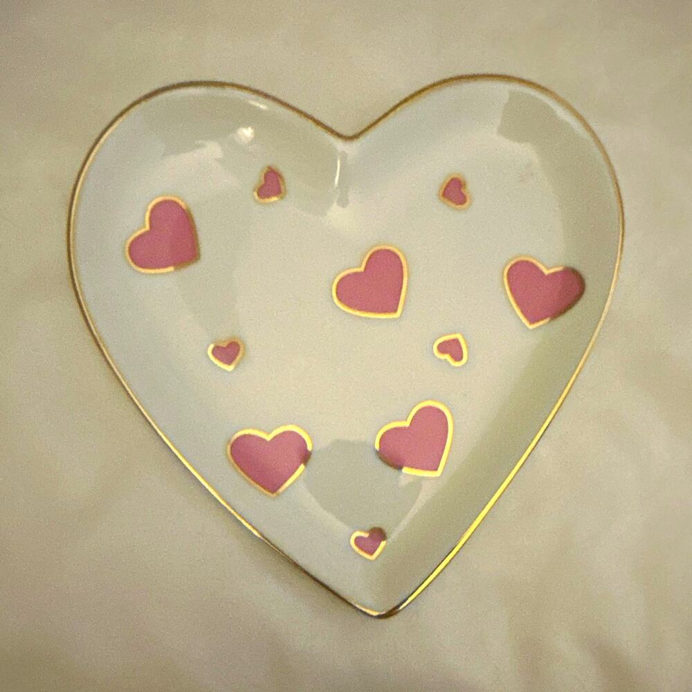 Glossy Heart Shaped Ring Dish Jewelry Tray Small Trinket Holder